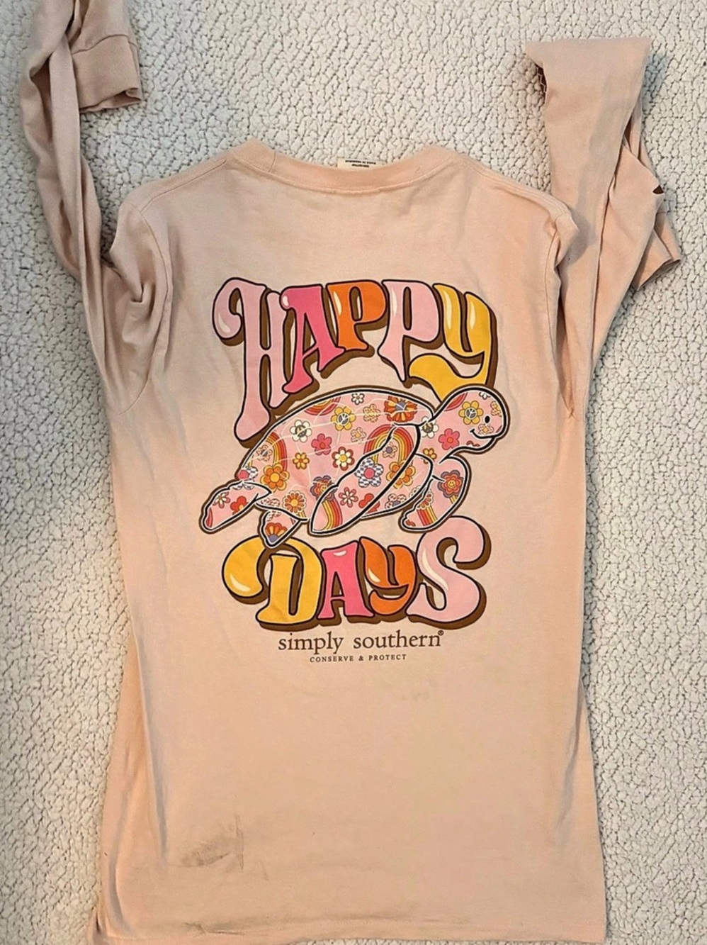 Simply Southern Happy Days Hippie Turtle Long Sleeve T-Shirt in Pink